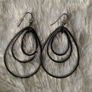 Hematite 3 raindrop  earrings